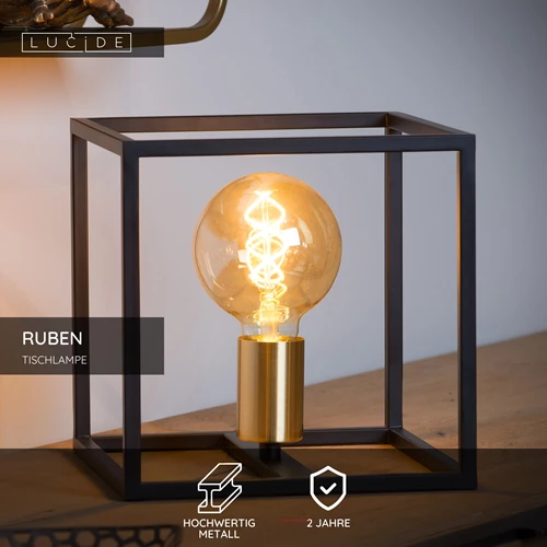 Lucide RUBEN - Tischlampe - 1xE27 - Schwarz - USP